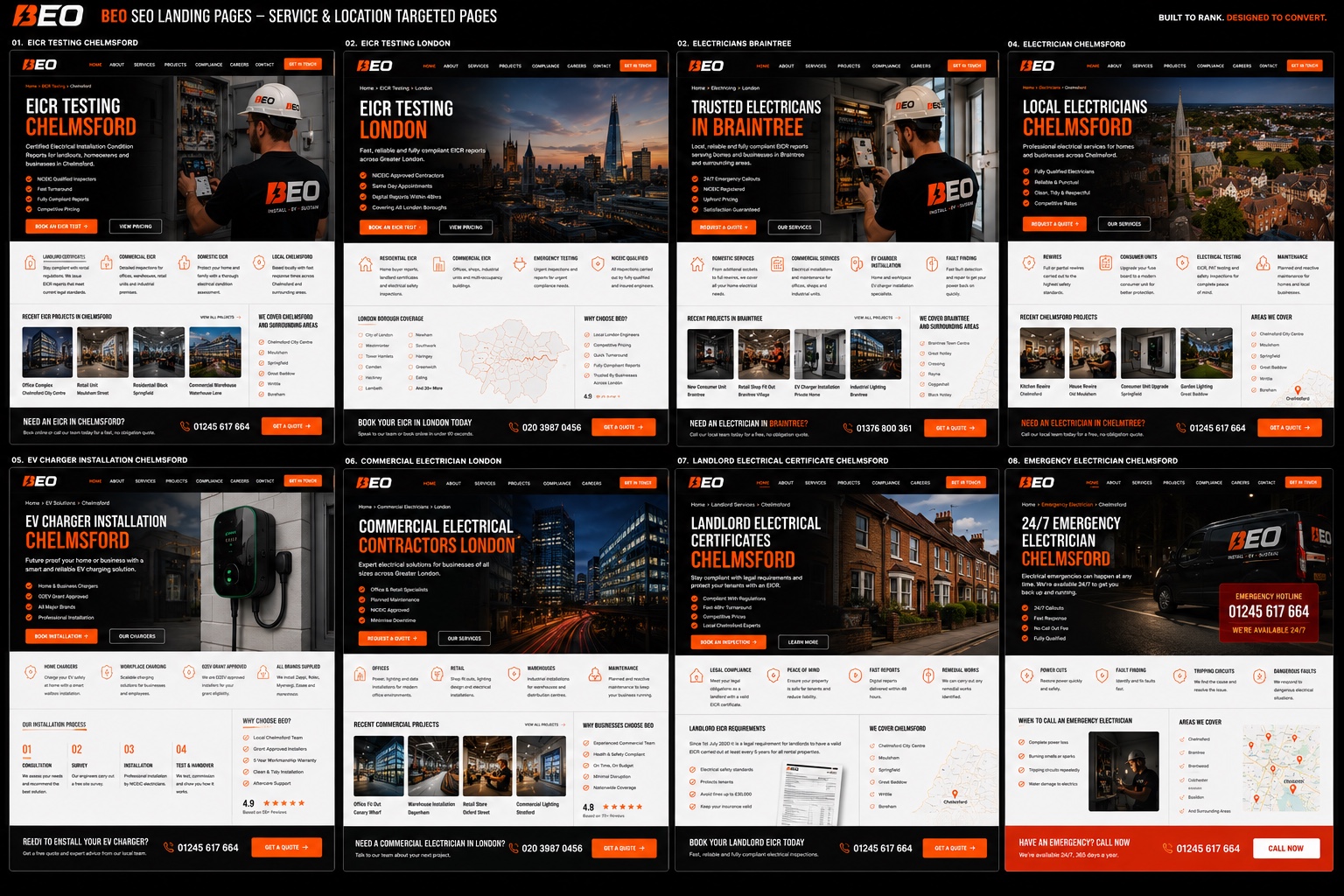BEO SEO landing page mockups